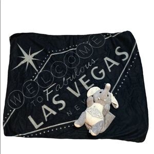Koskash Gray Elephant Plush Souvenir Blanket" “Welcome to Fabulous Las Vegas”
